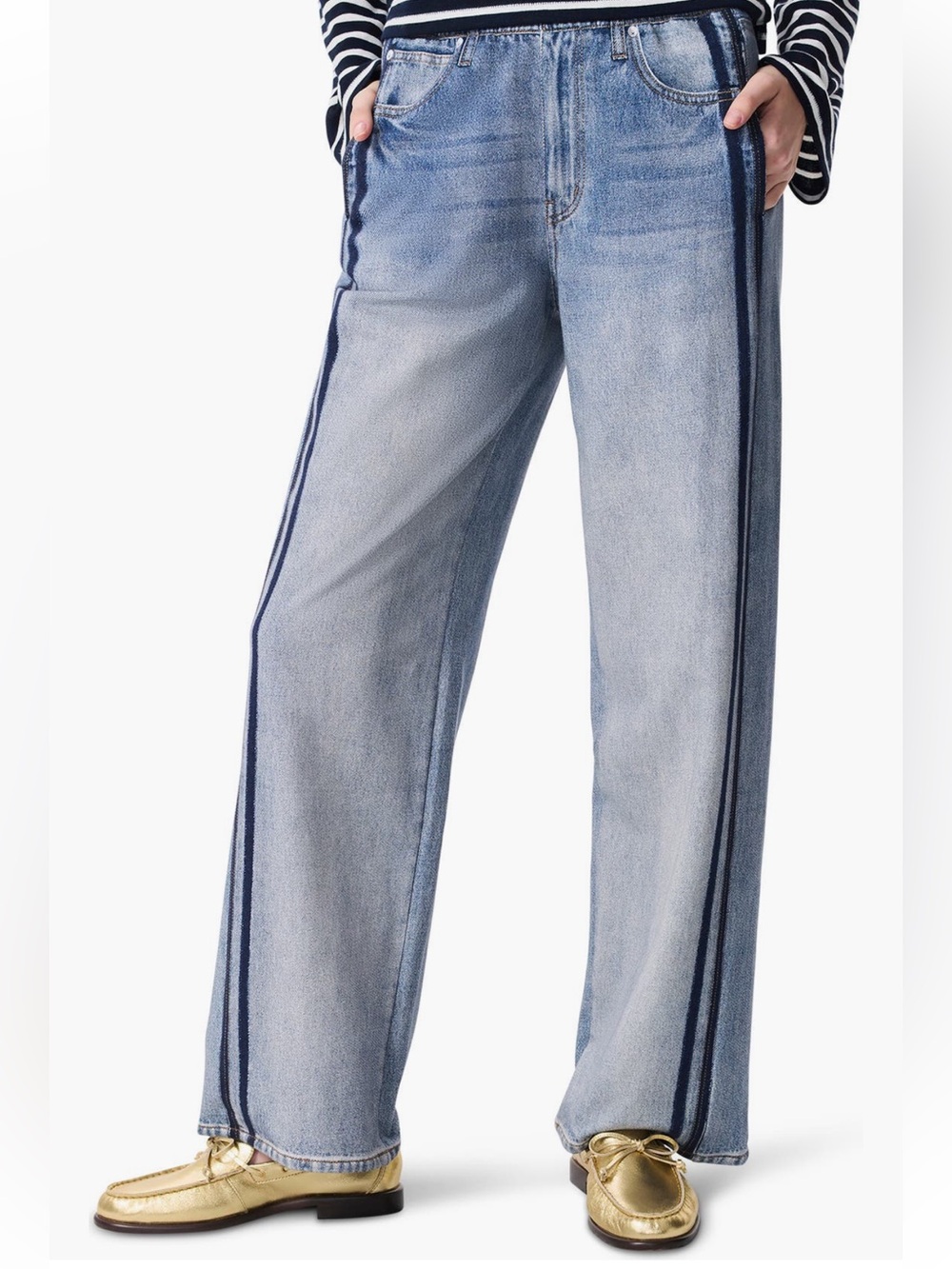 Rag & Bone Miramar Light Wash Wide Leg Cotton Terry sweatpants jeans